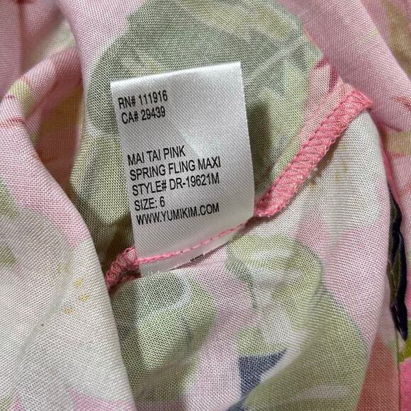 Yumi Kim Spring Fling Off Shoulder Maxi Dress Floral Mai Thai Pink Size 6 NWOT - Picture 8 of 9
